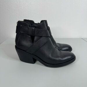 Eileen Fisher Derby Black Leather Ankle‎ Boots Size 7.5
